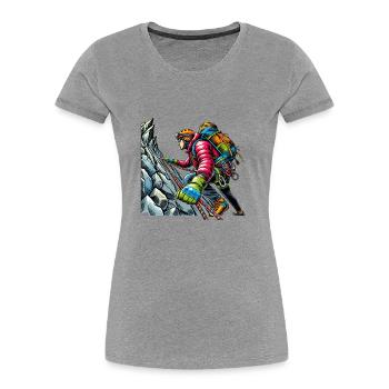alpiniste - T-shirt bio Premium Femme - gris chiné - Devant - Mia (176cm)