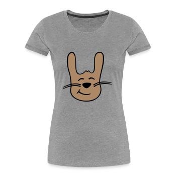 Hase Kaninchen Häschen Cartoon Kleintier niedlich - Frauen Premium Bio T-Shirt - Grau meliert - Vorne - Mia (176cm)