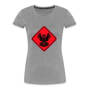 Owl Warning Danger Zone Sign Note Attention - Women's Premium Organic T-Shirt - heather grey - Front - Mia (176cm)