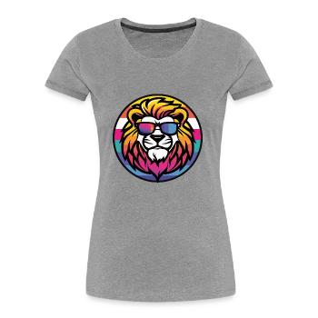 Lion Bande Dessinée Cool - T-shirt bio Premium Femme - gris chiné - Devant - Mia (176cm)