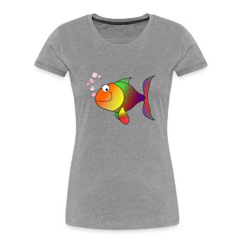 poisson - T-shirt bio Premium Femme - gris chiné - Devant - Mia (176cm)