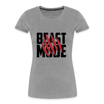Les couleurs peuvent être modifiées | Mode Bête - T-shirt bio Premium Femme - gris chiné - Devant - Mia (176cm)