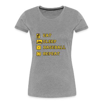 EAT SLEEP BASEBALL REPEAT - Women's Premium Organic T-Shirt - heather grey - Front - Mia (176cm)