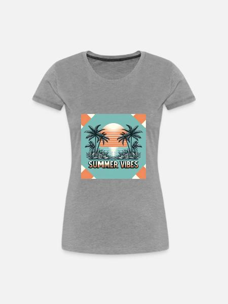Summer Vibes - Frauen Premium Bio T-Shirt - Grau meliert
