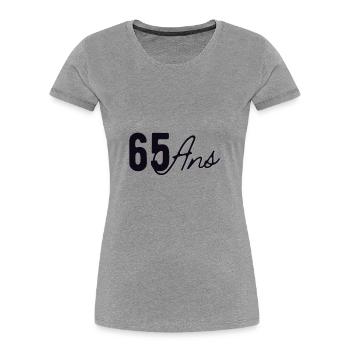 65 Ans - T-shirt bio Premium Femme - gris chiné - Devant - Mia (176cm)