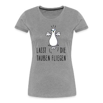 Taube für den Frieden - Frauen Premium Bio T-Shirt - Grau meliert - Vorne - Mia (176cm)