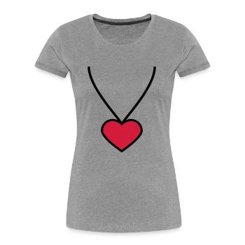 necklace_heart_2c - Frauen Premium Bio T-Shirt - Grau meliert - Vorne - Mia (176cm)