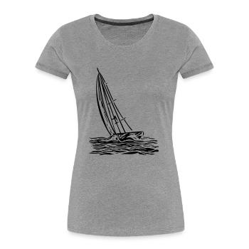 Sailboat on the wind - Women's Premium Organic T-Shirt - heather grey - Front - Mia (176cm)