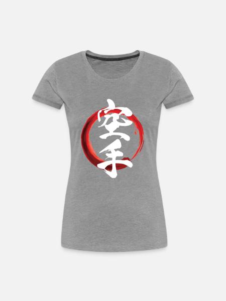 Karate - Kalligraphie - Frauen Premium Bio T-Shirt - Grau meliert