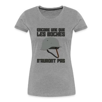 BOCHES - T-shirt bio Premium Femme - gris chiné - Devant - Mia (176cm)