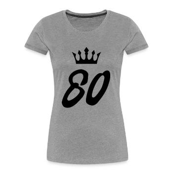 80 Zahl Krone - Frauen Premium Bio T-Shirt - Grau meliert - Vorne - Mia (176cm)