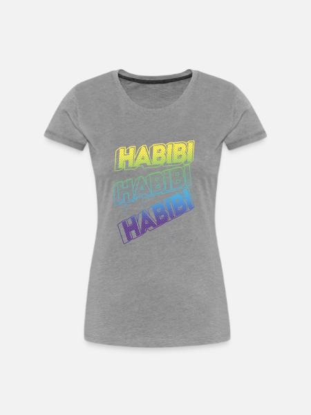 3D-Text Effect - Habibi - Frauen Premium Bio T-Shirt - Grau meliert