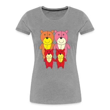Famille Bears - T-shirt bio Premium Femme - gris chiné - Devant - Mia (176cm)
