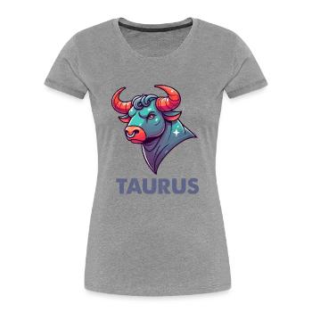 Taurus Cartoon - Women's Premium Organic T-Shirt - heather grey - Front - Mia (176cm)