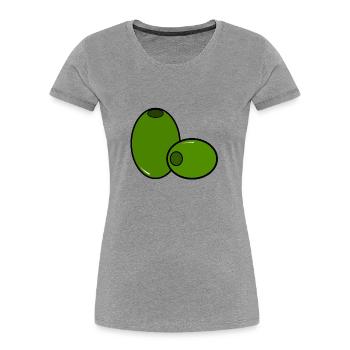 Olives Design | two green olives - Women's Premium Organic T-Shirt - heather grey - Front - Mia (176cm)