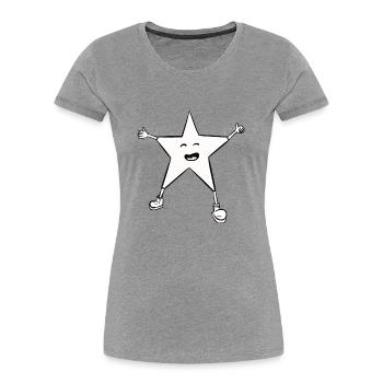 Weihnachtsstern, niedlich mit einem Lächeln - Frauen Premium Bio T-Shirt - Grau meliert - Vorne - Mia (176cm)