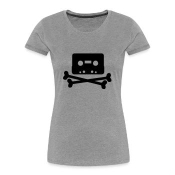 Piratbyrån - Frauen Premium Bio T-Shirt - Grau meliert - Vorne - Mia (176cm)