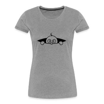 Baby peeks out of the belly - Women's Premium Organic T-Shirt - heather grey - Front - Mia (176cm)