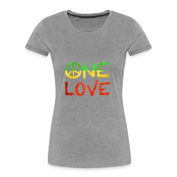 One Love - Frauen Premium Bio T-Shirt - Grau meliert - Vorne - Mia (176cm)