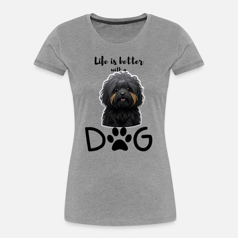 Lebensfreude mit einem Havapoo - Frauen Premium Bio T-Shirt - Grau meliert
