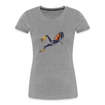 Les plongeurs - T-shirt bio Premium Femme - gris chiné - Devant - Mia (176cm)