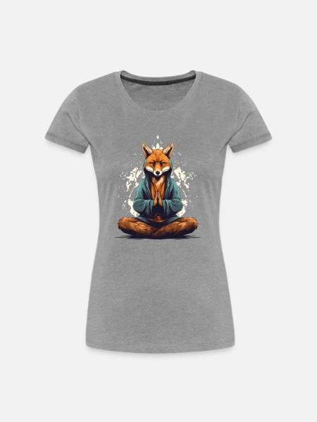 Yoga Fuchs - Frauen Premium Bio T-Shirt - Grau meliert