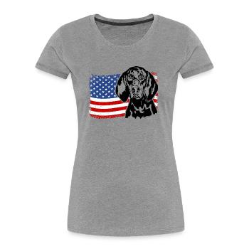 Noir Et Tan Coonhound US America Drapeau Wilsigns - T-shirt bio Premium Femme - gris chiné - Devant - Mia (176cm)