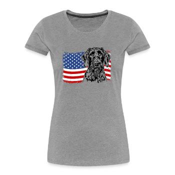 Allemand à poil dur US Amérique drapeau chiens Wilsigns - T-shirt bio Premium Femme - gris chiné - Devant - Mia (176cm)