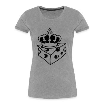 koenig krone koenigin prinzessin kaese loecher gau - Frauen Premium Bio T-Shirt - Grau meliert - Vorne - Mia (176cm)