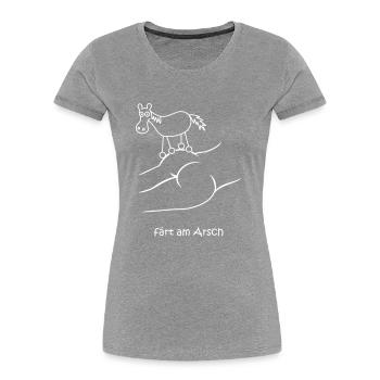 färt am arsch, färt, hintern, arsch, popo - Frauen Premium Bio T-Shirt - Grau meliert - Vorne - Mia (176cm)