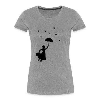Frau Regenschirm - Frauen Premium Bio T-Shirt - Grau meliert - Vorne - Mia (176cm)