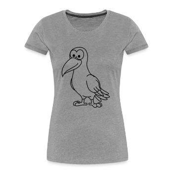 Corbeau Comic Animal - T-shirt bio Premium Femme - gris chiné - Devant - Mia (176cm)