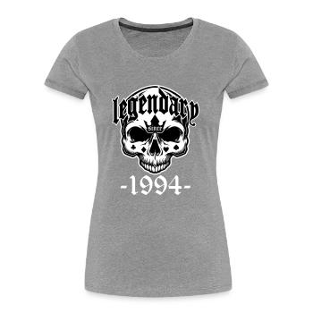 Legendary since 1994 - Skull | Colors can be changed - Women's Premium Organic T-Shirt - heather grey - Front - Mia (176cm)