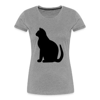 schwarze Katze - Women's Premium Organic T-Shirt - heather grey - Front - Mia (176cm)
