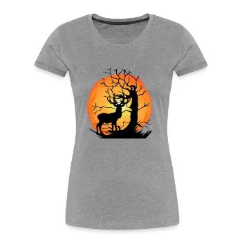 Faune Habitants de la forêt Forêt Animal Cerf Nature Soleil - T-shirt bio Premium Femme - gris chiné - Devant - Mia (176cm)
