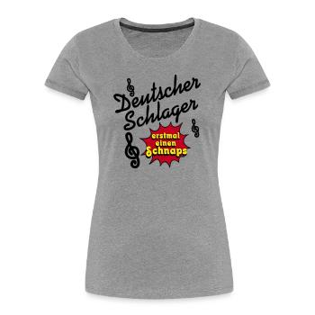 Schlager party, Schlager music, first schnapps - Women's Premium Organic T-Shirt - heather grey - Front - Mia (176cm)