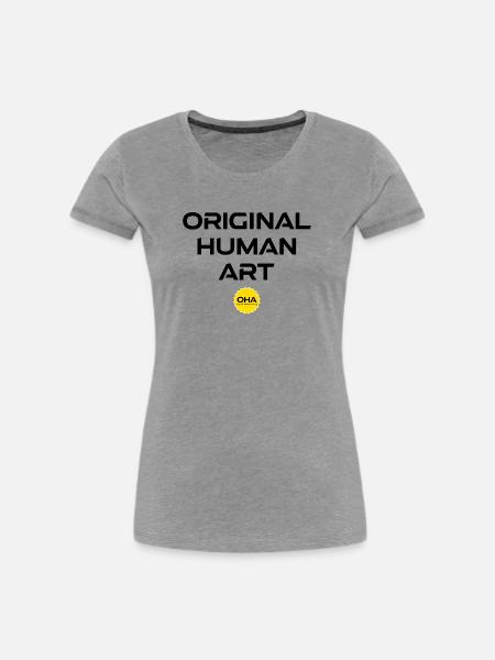 Original Human Art - Frauen Premium Bio T-Shirt - Grau meliert