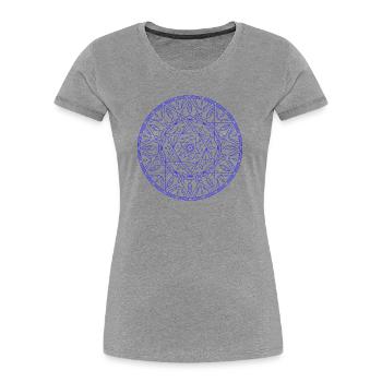Alien imagination blau - Mandala made with Love - Frauen Premium Bio T-Shirt - Grau meliert - Vorne - Mia (176cm)