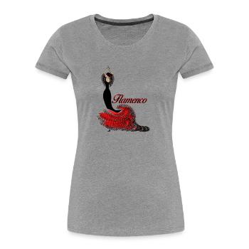 Flamenco Tänzerin 2 - Frauen Premium Bio T-Shirt - Grau meliert - Vorne - Mia (176cm)