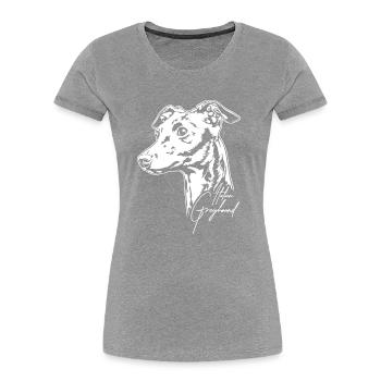 ITALIAN GREYHOUND Portrait Windhund Wilsigns - Frauen Premium Bio T-Shirt - Grau meliert - Vorne - Mia (176cm)