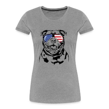 STAFFORDSHIRE BULL TERRIER America Flag Dogs - Women's Premium Organic T-Shirt - heather grey - Front - Mia (176cm)