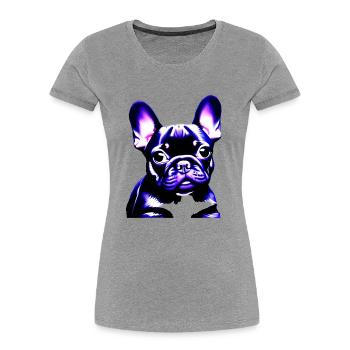 Chiens Chien bouledogue Français Chien Propriétaire - T-shirt bio Premium Femme - gris chiné - Devant - Mia (176cm)