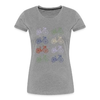Fahrräder bunt - Frauen Premium Bio T-Shirt - Grau meliert - Vorne - Mia (176cm)