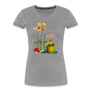 Biene Maja Kurt Ist Müde - Frauen Premium Bio T-Shirt - Grau meliert - Vorne - Mia (176cm)