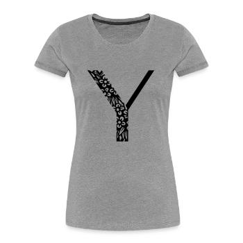 Buchstabe Y - Frauen Premium Bio T-Shirt - Grau meliert - Vorne - Mia (176cm)