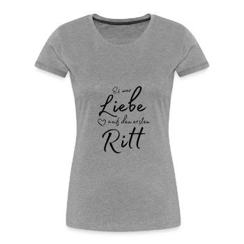 Es war Liebe - Frauen Premium Bio T-Shirt - Grau meliert - Vorne - Mia (176cm)