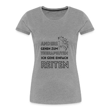 Andere gehen zum Therapeuten - Frauen Premium Bio T-Shirt - Grau meliert - Vorne - Mia (176cm)
