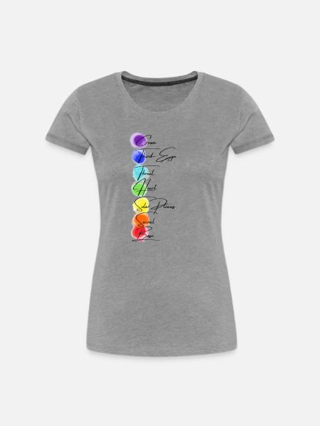 Chakra - Frauen Premium Bio T-Shirt - Grau meliert