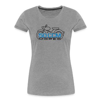 50ccm Moped Spatz Emblem v.2 - Frauen Premium Bio T-Shirt - Grau meliert - Vorne - Mia (176cm)