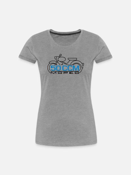 50ccm Moped Spatz Emblem v.2 - Frauen Premium Bio T-Shirt - Grau meliert